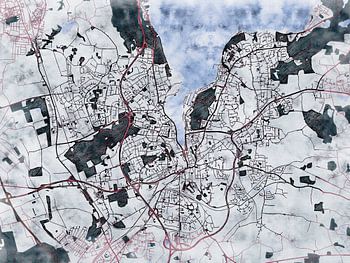 Karte von Flensburg im stil 'White winter'