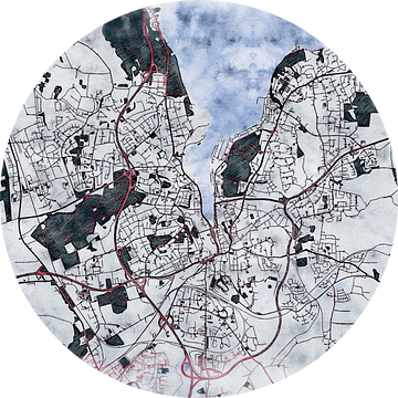 Kaart van Flensburg in de stijl 'White Winter' van Maporia