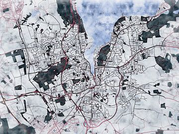 Karte von Flensburg im stil 'White winter' von Maporia