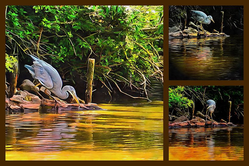 Grey Heron Collage by Dorothy Berry-Lound