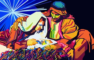 The birth of Jesus Christ the savior Pop Art WPAP