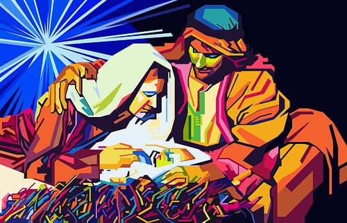 The birth of Jesus Christ the savior Pop Art WPAP