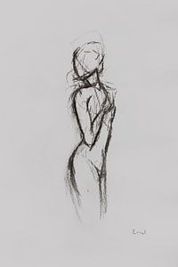 Minimal Art - Kohleskizze menschliche Figur