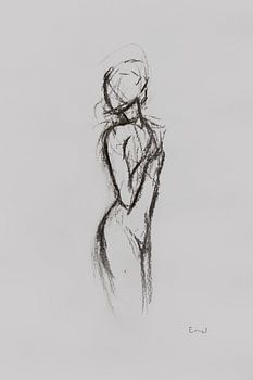 Minimal Art - Kohleskizze menschliche Figur