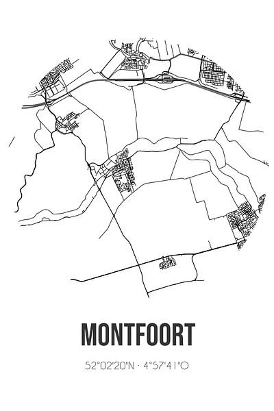 Montfoort (Utrecht) | Landkaart | Zwart-wit van Stad & Wand