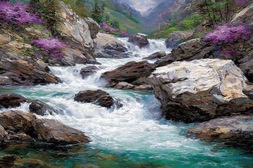 picturesque Japan churning river by Egon Zitter