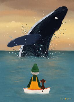 The whale, the fisherman and his little dog