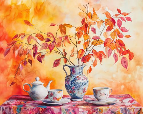 vazen bloemen | Blue Vase Autumn Tea