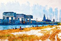 Keulen panorama skyline tekening