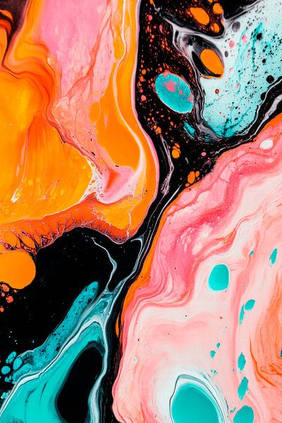 Farbexplosion in Schwarz und Orange von Poster Art Shop