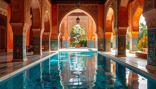 Luxueus zwembad in Arabische stijl