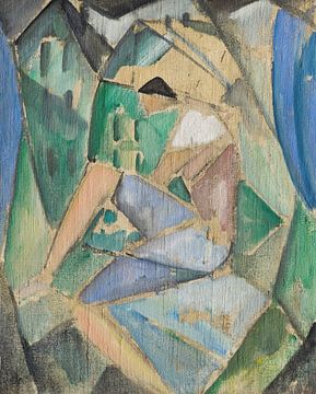 Hermann Stenner - Figure cubiste avec maisons (1913) sur Peter Balan