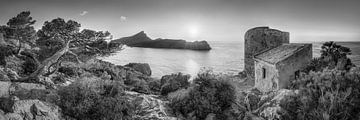 Mallorca met landschap bij Andratx in zwart-wit. van Manfred Voss, Schwarz-weiss Fotografie