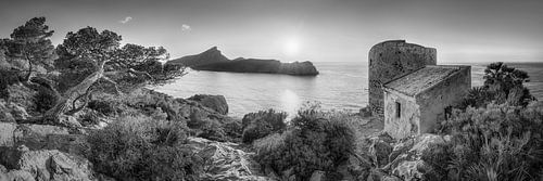 Mallorca met landschap bij Andratx in zwart-wit.