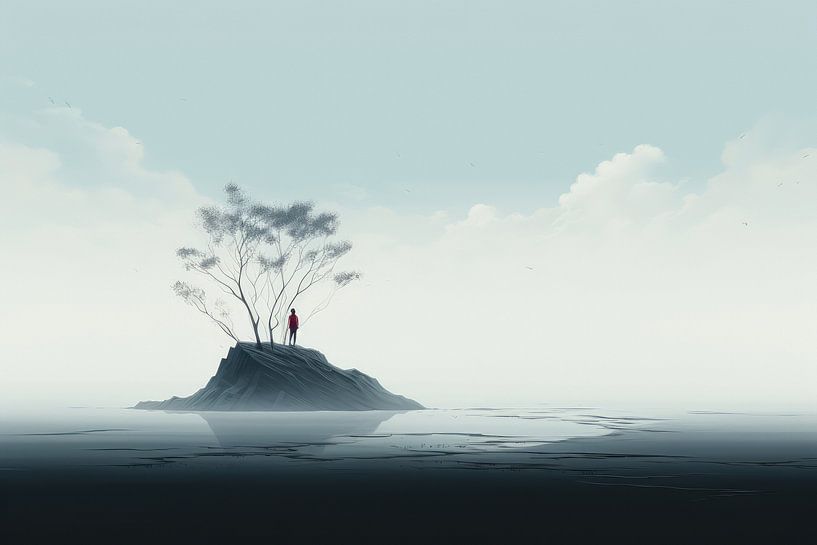 Bizarre surrealistisch in minimal art landschap van een buitenaardse vreemde planeet van Art Bizarre