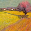 Landschap met boom in van Gogh-stijl_landscape van Ton Kuijpers