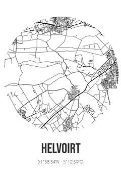 Helvoirt (Noord-Brabant) | Landkaart | Zwart-wit van MijnStadsPoster