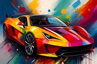 Super sports car as a coloured drawing