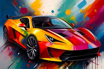 Supersportwagen als gekleurde tekening van A.D. Digital ART
