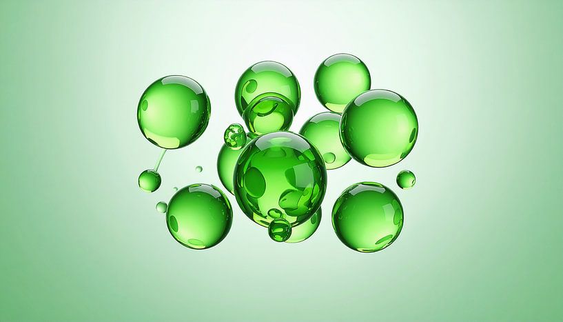 Transparent green glass beads by Mustafa Kurnaz