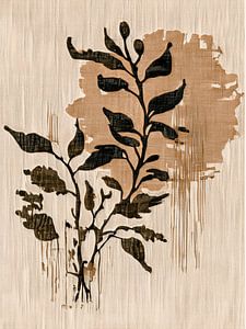 Wabi-Sabi-Kunst:  Abstrakter Ast in warmen Erdtönen