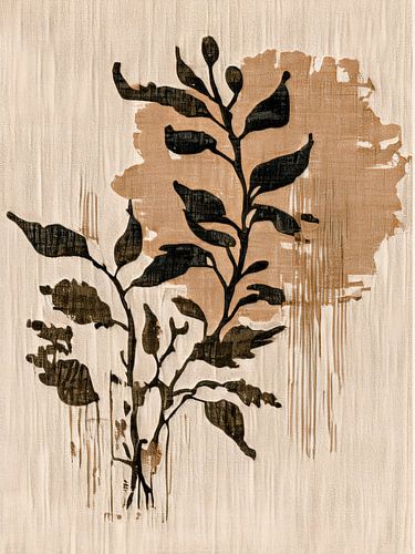 Wabi-Sabi kunst:  Abstracte tak in warme aardetinten