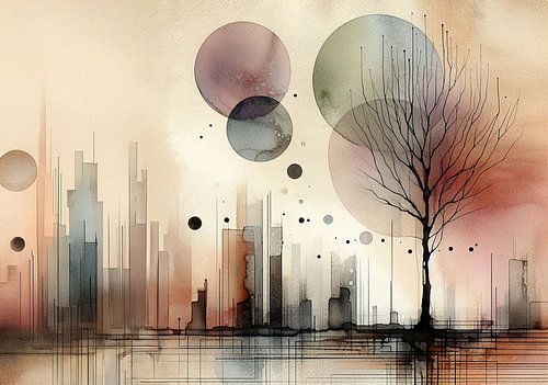 Abstract panorama van een stad