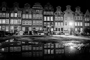 Nachtfotografie von Villen in der Stadt Danzig, Polen
