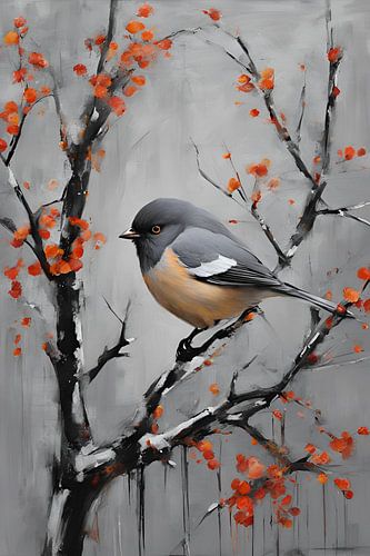 Kleine Herfst Vogel Schilderij