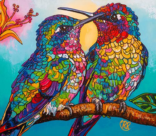 Kolibris: Gemeinsam in Stille von Happy Paintings / Renata Rolefes