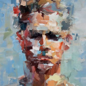 Abstract portret in pastelkleuren van Carla Van Iersel