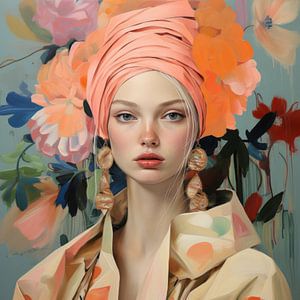 Portrait moderne aux couleurs pastel sur Carla Van Iersel