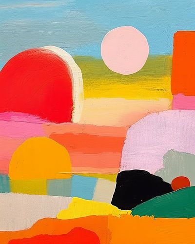 Abstract landschap in pastelkleuren