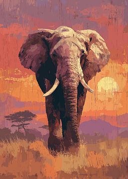 Elephant in the African savannah by Pixelbull Design