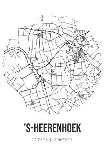 's-Heerenhoek (Zeeland) | Karte | Schwarz und Weiß