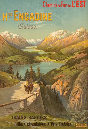 Hugo d' Alési - Chemins de fer de l'Est - Hte. Engadine (Suisse) - Trains rapides (circa 1900)