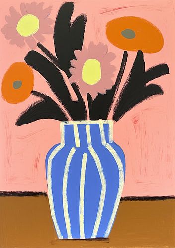 Vase Matisse inspired neon flower