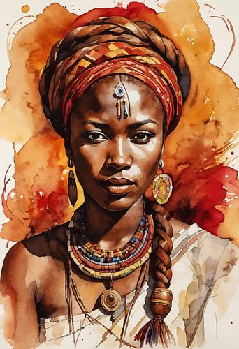 Abstrat schilderij van Afrikaanse vrouw