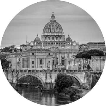 Italië in vierkant zwart wit, Rome - Sint Pietersbasiliek