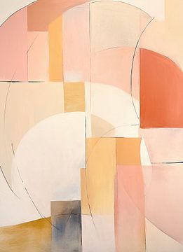 Interieur Peach Roze van Abstract Schilderij