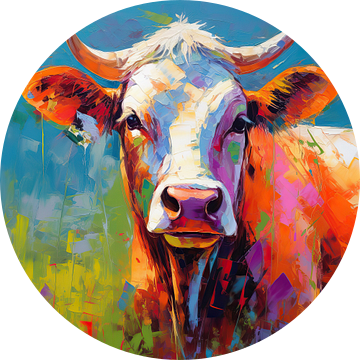 Koe in levendige kleuren - Abstracte koe schilderij