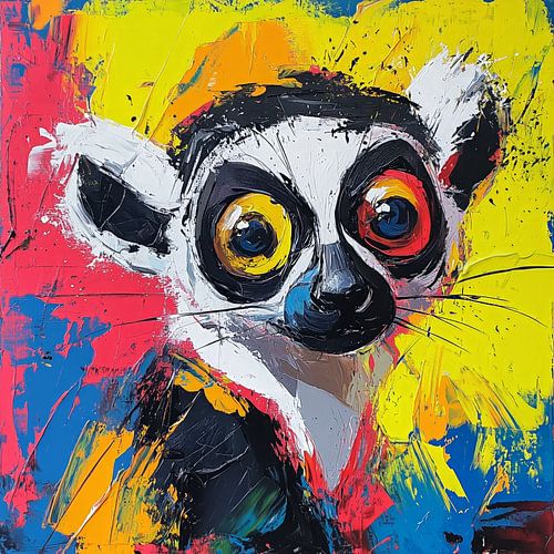 Vrolijke Maki in Kleurrijke Stijl van Emil Husstege