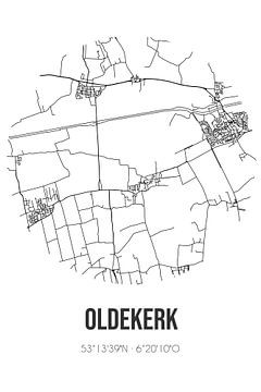 Oldekerk (Groningen) | Landkaart | Zwart-wit van Rezona