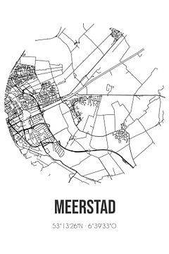 Meerstad (Groningen) | Karte | Schwarz und weiß von Rezona