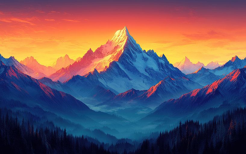 Majestueuze pieken bij zonsopgang van Lufy