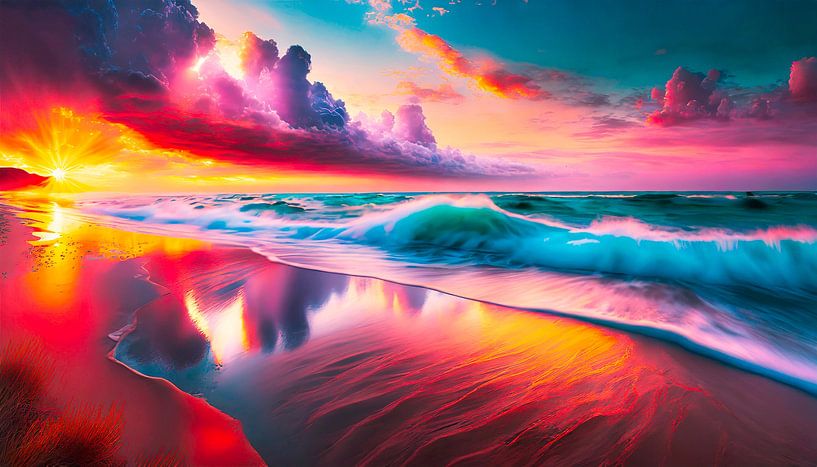 Sunset on the beach by Mustafa Kurnaz