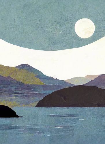 Paysage minimal à l'aquarelle bleu aqua