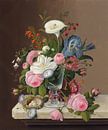 Vroege zomerbloemen in een selderijglas, Severin Roesen van Meesterlijcke Meesters thumbnail