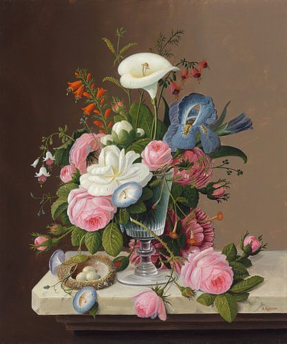 Vroege zomerbloemen in een selderijglas, Severin Roesen