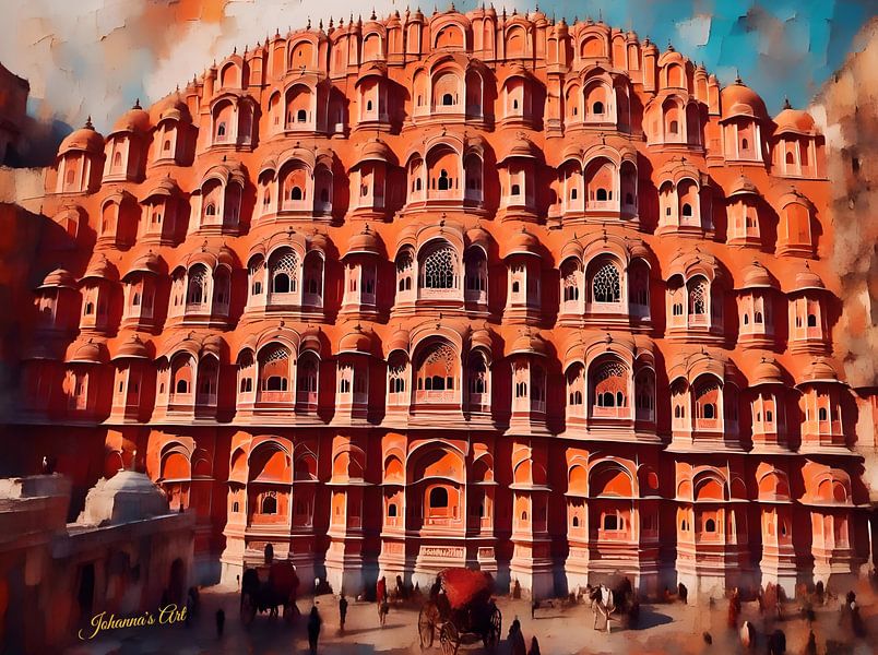 Hawa Mahal, Jaipur, India at sunset by Johannas Art Creations